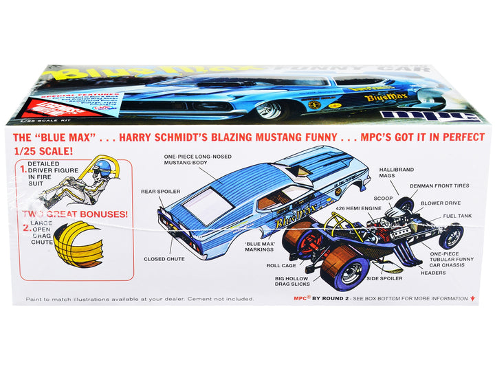 Skill 2 Model Kit "Blue Max" Long Nose Mustang Funny Car 1/25 Scale Model Car by MPC image 2