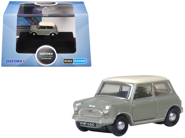 Mini Classic Tweed Gray with Cream Top 1/148 (N) Scale Diecast Model Car by Oxford Diecast
