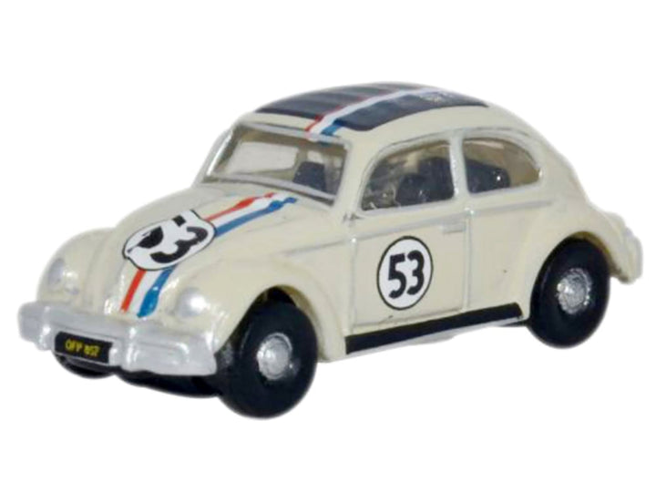 Volkswagen Beetle #53 Beige with Stripes and Black Top 1/148 (N) Scale Diecast Model Car by Oxford Diecast image 2