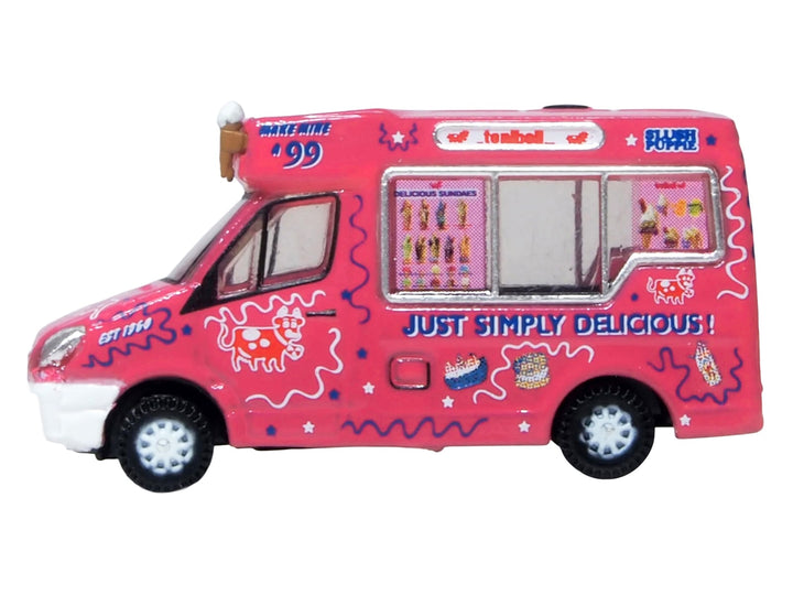 Whitby Mondial Ice Cream Van "Tonibell" Pink with Graphics 1/76 (OO) Scale Diecast Model Car by Oxford Diecast image 2