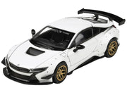 BMW i8 Liberty Walk White with Gold Wheels 1/64 Diecast Model Car by Paragon Models image 2
