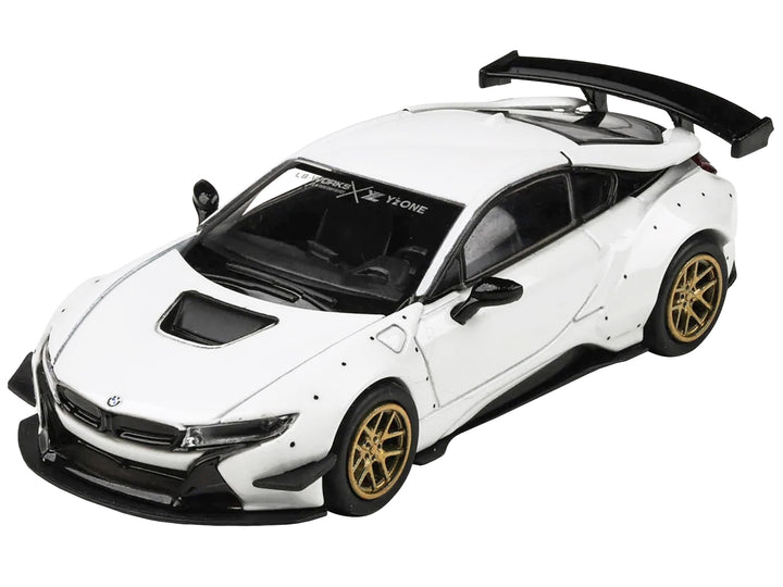 BMW i8 Liberty Walk White with Gold Wheels 1/64 Diecast Model Car by Paragon Models image 2