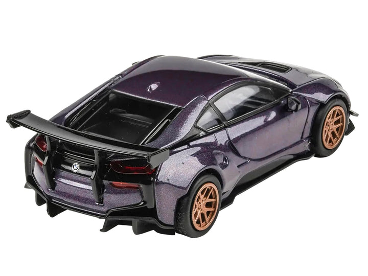BMW i8 Liberty Walk Twilight Purple Metallic with Gold Wheels 1/64 Diecast Model Car by Paragon Models image 2