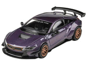 BMW i8 Liberty Walk Twilight Purple Metallic with Gold Wheels 1/64 Diecast Model Car by Paragon Models image 3