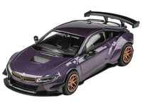 BMW i8 Liberty Walk Twilight Purple Metallic with Gold Wheels 1/64 Diecast Model Car by Paragon Models image 3