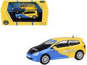 2001 Honda Civic Type R EP3 Blue and Yellow with Black Hood "Spoon Sports" 1/64 Diecast Model Car by Paragon Models image 3