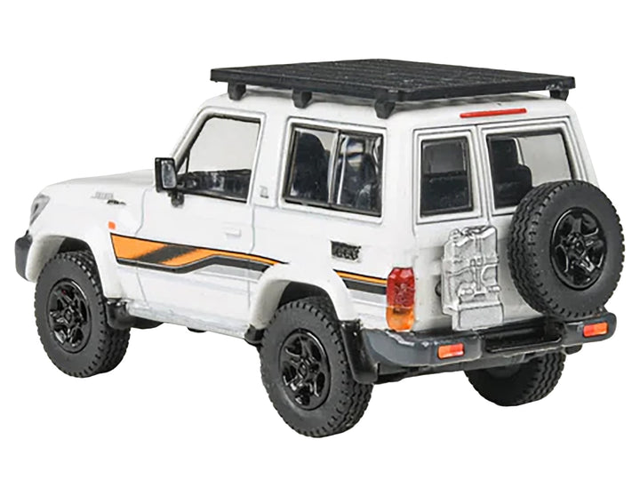 2023 Toyota Land Cruiser 71 White "70th Anniversary" with Stripes and Roofrack 1/64 Diecast Model Car by Paragon Models image 2