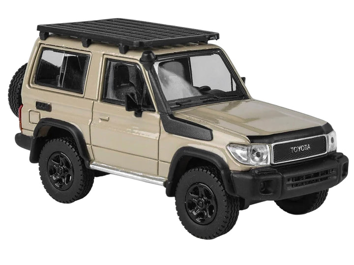 2023 Toyota Land Cruiser 71 Sandy Taupe "70th Anniversary" with Roofrack 1/64 Diecast Model Car by Paragon image 2