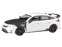 2025 Honda Civic Type R FL5 White with Carbon Hood and Accents 1/64 Diecast Model Car by Paragon Models image 2