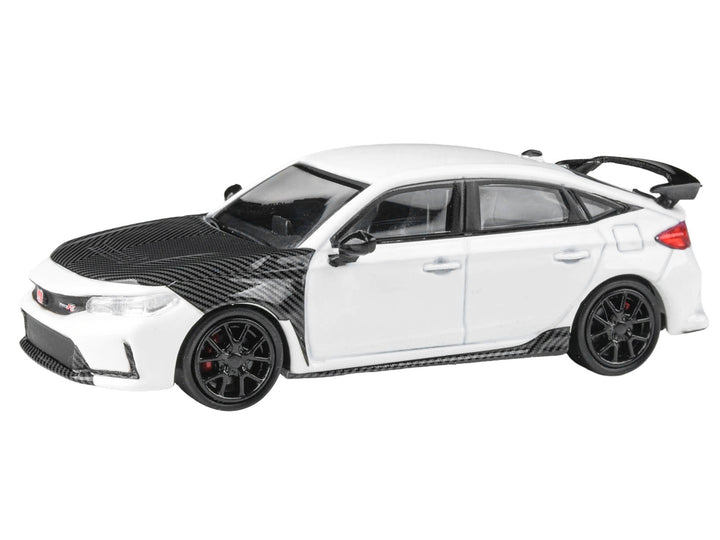 2025 Honda Civic Type R FL5 White with Carbon Hood and Accents 1/64 Diecast Model Car by Paragon Models image 2