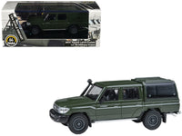 2014 Toyota Land Cruiser LC 79 with Camper Shell Military Green 1/64 Diecast Model Car by Paragon Models