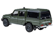 2014 Toyota Land Cruiser LC 79 with Camper Shell Military Green 1/64 Diecast Model Car by Paragon Models image 3