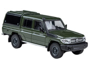 2014 Toyota Land Cruiser LC 79 with Camper Shell Military Green 1/64 Diecast Model Car by Paragon Models image 4