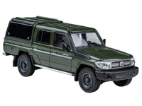 2014 Toyota Land Cruiser LC 79 with Camper Shell Military Green 1/64 Diecast Model Car by Paragon Models image 4