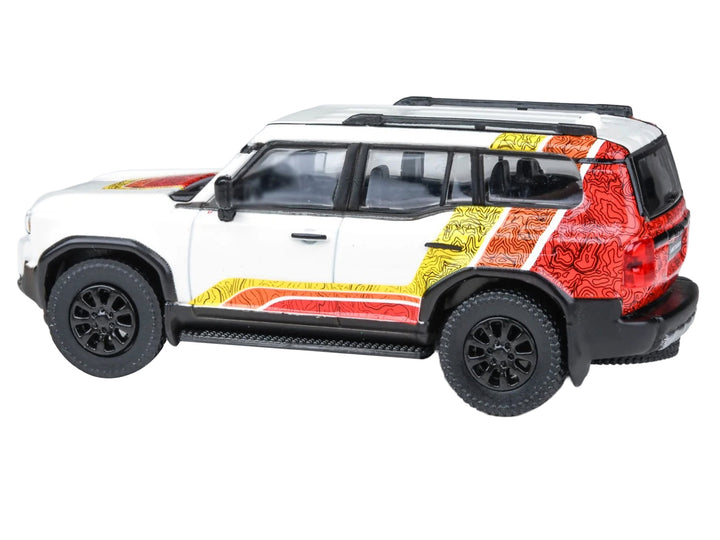 2024 Toyota Land Cruiser 250 Prado White with "TRD" Stripes 1/64 Diecast Model Car by Paragon Models image 2
