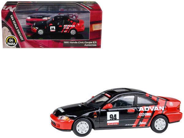 1995 Honda Civic Coupe EJ1 #94 "Autocross - ADVAN" Black and Red 1/64 Diecast Model Car by Paragon Models