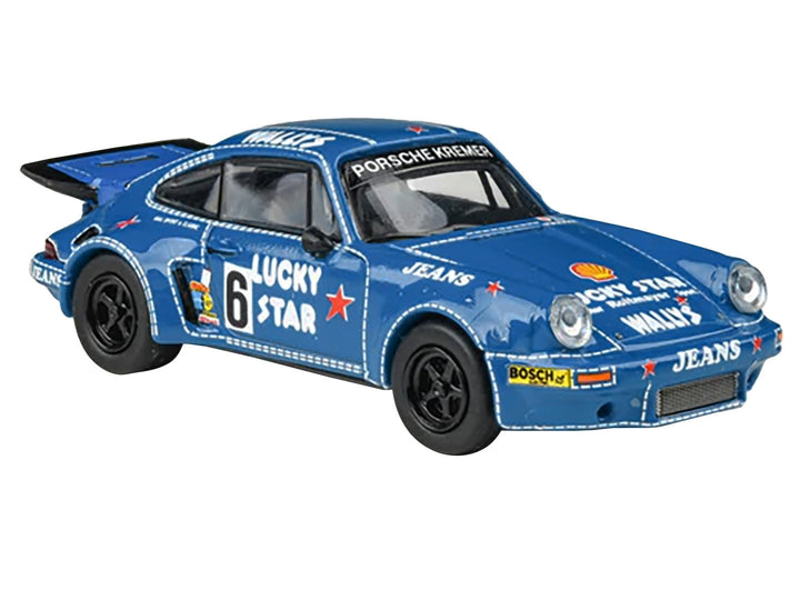 1975 Porsche 911 Carrera RSR 3.0 #6 "Kremer Racing - Wallys Jeans" Blue 1/64 Diecast Model Car by Paragon Models image 2