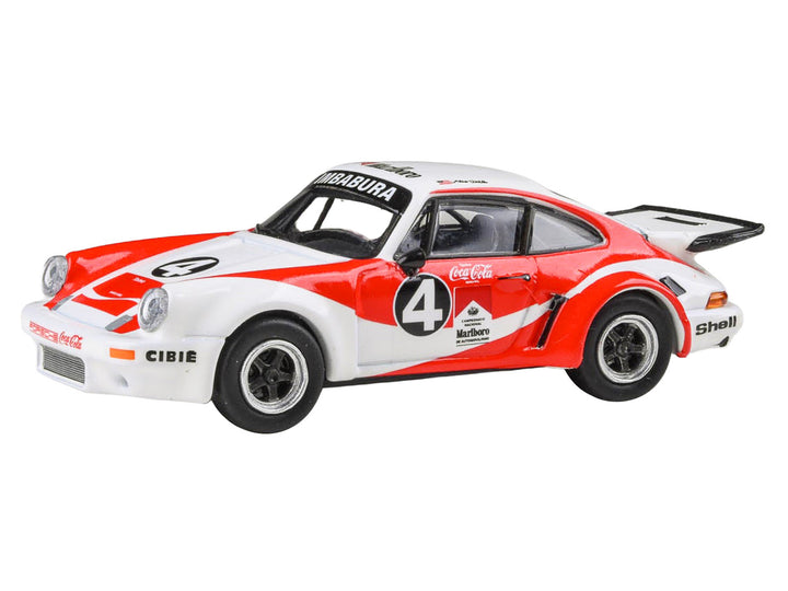 1976 Porsche 911 Carrera RSR 3.0 Ecuador #4 "Fernando Madera" White and Red with Graphics 1/64 Diecast Model Car by Paragon Models image 2