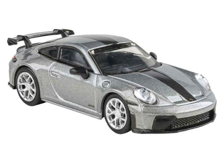 2025 Porsche 911 GT3 (992.2) GT Silver Metallic with Carbon Stripe 1/64 Diecast Model Car by Paragon Models image 2