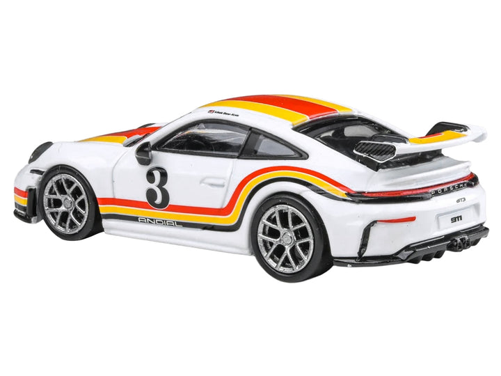 2025 Porsche 911 GT3 (992.2) #3 "Andial Livery" White with Stripes 1/64 Diecast Model Car by Paragon Models image 2