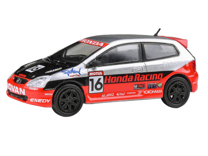 2005 Honda Civic #16 "SEMA RealTime Racing" Silver Metallic and Red with Black Graphics 1/64 Diecast Model Car by Paragon Models image 2