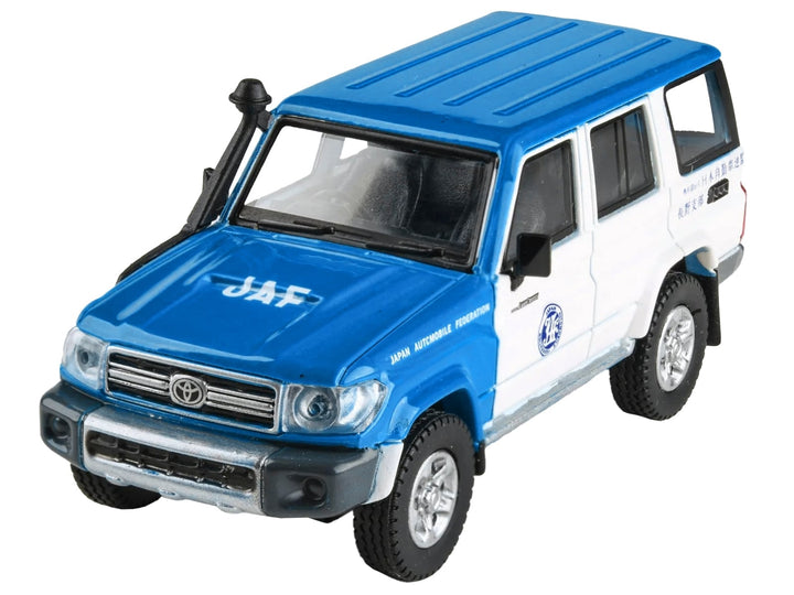 2014 Toyota Land Cruiser 76 RHD (Right Hand Drive) Blue and White "Japan Automobile Federation" 1/64 Diecast Model Car by Paragon Models image 2