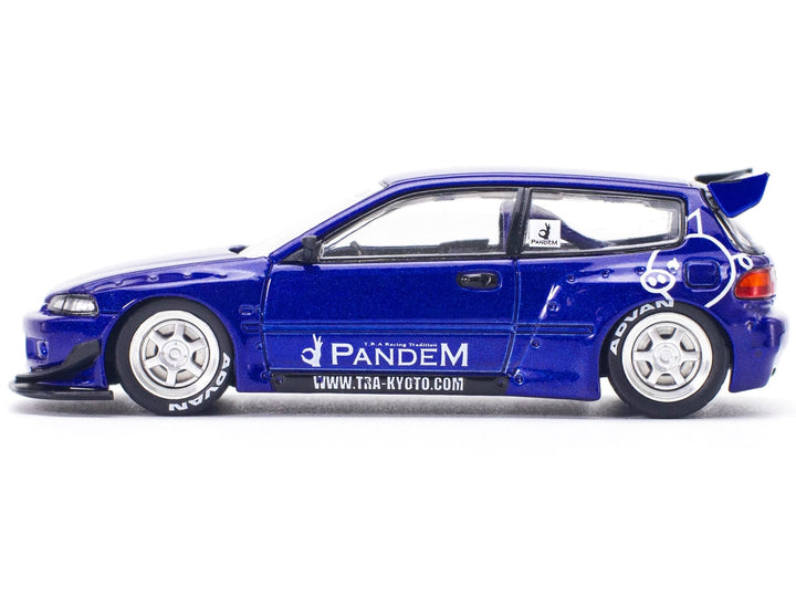 Pandem Civic EG6 RHD (Right Hand Drive) Blue Metallic "Enigma Exclusive Edition" 1/64 Diecast Model Car by Pop Race image 2
