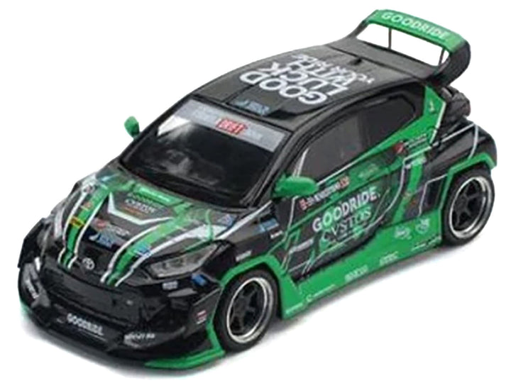 Pandem GR Yaris RHD (Right Hand Drive) "Goodride Motorsports" Green and Black with Graphics "Enigma Exclusive Edition" 1/64 Diecast Model Car by Pop Race image 2