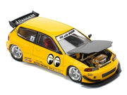 Pandem Civic EG6 RHD (Right Hand Drive) "Mooneyes" Yellow with Carbon Hood "Enigma Exclusive Edition" 1/64 Diecast Model Car by Pop Race image 2