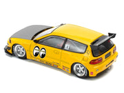 Pandem Civic EG6 RHD (Right Hand Drive) "Mooneyes" Yellow with Carbon Hood "Enigma Exclusive Edition" 1/64 Diecast Model Car by Pop Race image 3