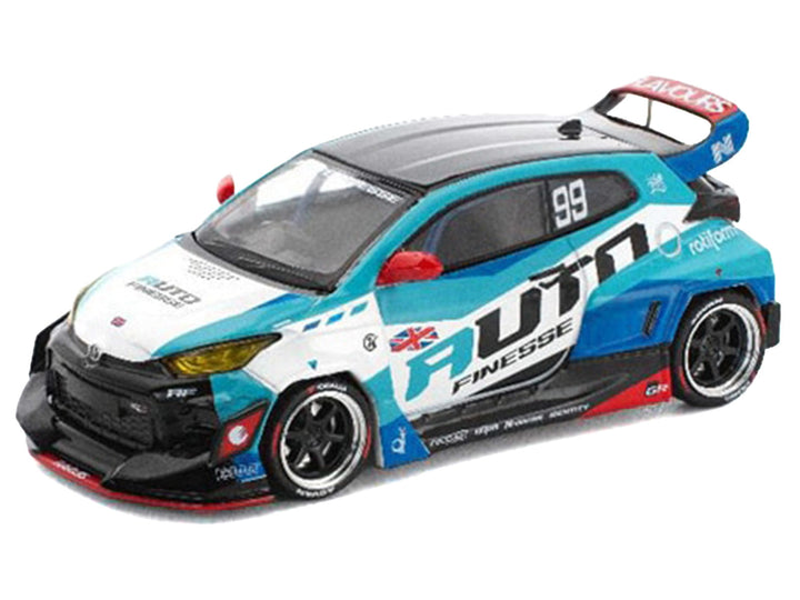 Pandem GR Yaris RHD (Right Hand Drive) #99 "Auto Finesse" Blue and White with Graphics "Enigma Exclusive Edition" 1/64 Diecast Model Car by Pop Race image 2