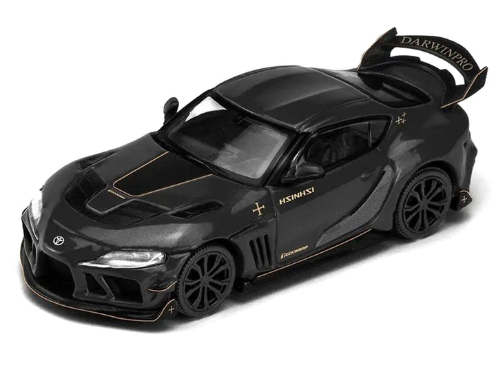 Toyota Supra DarwinPro Black with Gold Accents "Enigma Exclusive Edition" 1/64 Diecast Model Car by Pop Race image 2