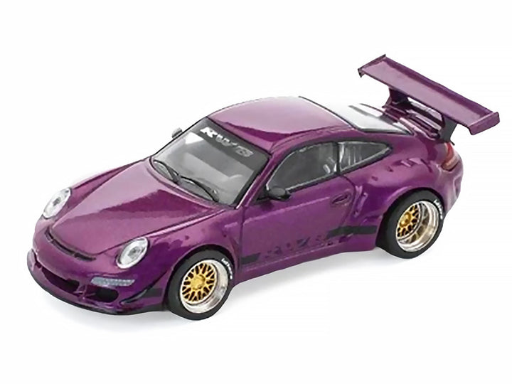 RWB 997 Purple Metallic with Black Stripes 1/64 Diecast Model Car by Pop Race image 2
