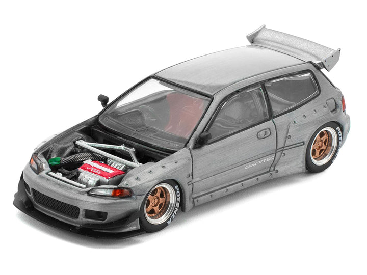 Pandem Civic EG6 RHD (Right Hand Drive) Raw Metal with No Hood 1/64 Diecast Model Car by Pop Race image 2