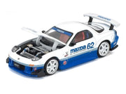 Mazda RX7 RE-Amemiya RHD (Right Hand Drive) #62 White and Blue with Graphics "Enigma Exclusive Edition" 1/64 Diecast Model Car by Pop Race image 3