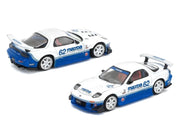Mazda RX7 RE-Amemiya RHD (Right Hand Drive) #62 White and Blue with Graphics "Enigma Exclusive Edition" 1/64 Diecast Model Car by Pop Race image 5
