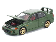 Mitsubishi Lancer Evolution IV RHD (Right Hand Drive) Green with Red Interior and Gold Wheels "Enigma Exclusive Edition" 1/64 Diecast Model Car by Pop Race image 2