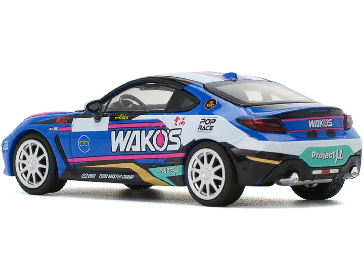 Toyota GR86 "Wako's" Blue with Graphics 1/64 Diecast Model Car by Pop Race image 2