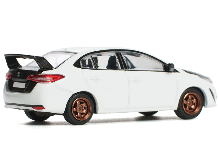 Toyota GR Vios White with Carbon Hood 1/64 Diecast Model Car by Pop Race image 2