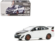 Toyota GR Vios White with Carbon Hood 1/64 Diecast Model Car by Pop Race image 3