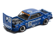 Skyline GT-R V8 Drift "Hakosuka" RHD (Right Hand Drive) #12 "Calsonic" Blue with Graphics 1/64 Diecast Model Car by Pop Race image 2