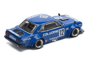 Skyline GT-R V8 Drift "Hakosuka" RHD (Right Hand Drive) #12 "Calsonic" Blue with Graphics 1/64 Diecast Model Car by Pop Race image 4