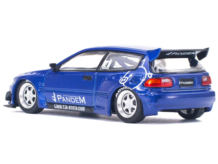 Pandem Civic EG6 RHD (Right Hand Drive) Blue Metallic 1/64 Diecast Model Car by Pop Race image 2