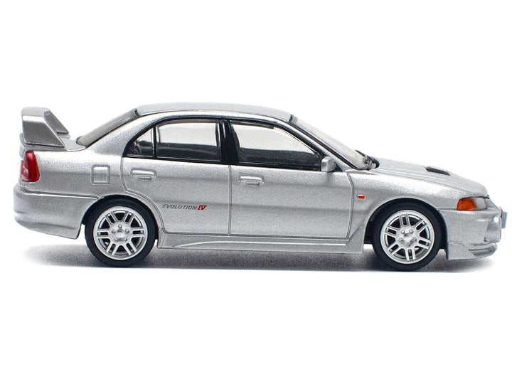 Mitsubishi Lancer Evolution IV RHD (Right Hand Drive) Steel Silver Metallic 1/64 Diecast Model Car by Pop Race image 2