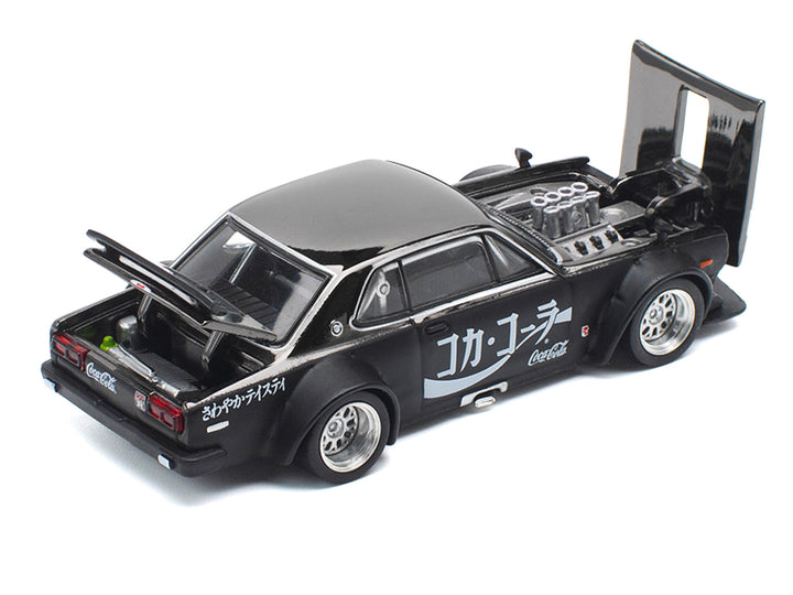 Skyline GT-R V8 Drift "Hakosuka" RHD (Right Hand Drive) "Coca-Cola" Black 1/64 Diecast Model Car by Pop Race image 2