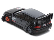 Pandem Civic EG6 RHD (Right Hand Drive) "Kanjozoku" Matt Black and Gray with Graphics 1/64 Diecast Model Car by Pop Race image 3