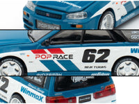 Nissan Stagea RHD (Right Hand Drive) #62 "Simon's Garage" Blue with White Sides 1/64 Diecast Model Car by Pop Race image 4