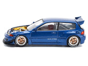 Pandem Civic EG6 VTEC RHD (Right Hand Drive) Blue Metallic with No Hood 1/64 Diecast Model Car by Pop Race image 2