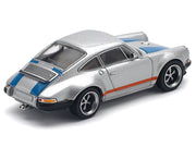 Singer 964 Silver Metallic with Blue and Red Stripes 1/64 Diecast Model Car by Pop Race image 3