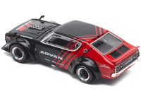 Skyline KPGC110 "Kenmeri" RHD (Right Hand Drive) "ADVAN" Black and Red 1/64 Diecast Model Car by Pop Race image 2